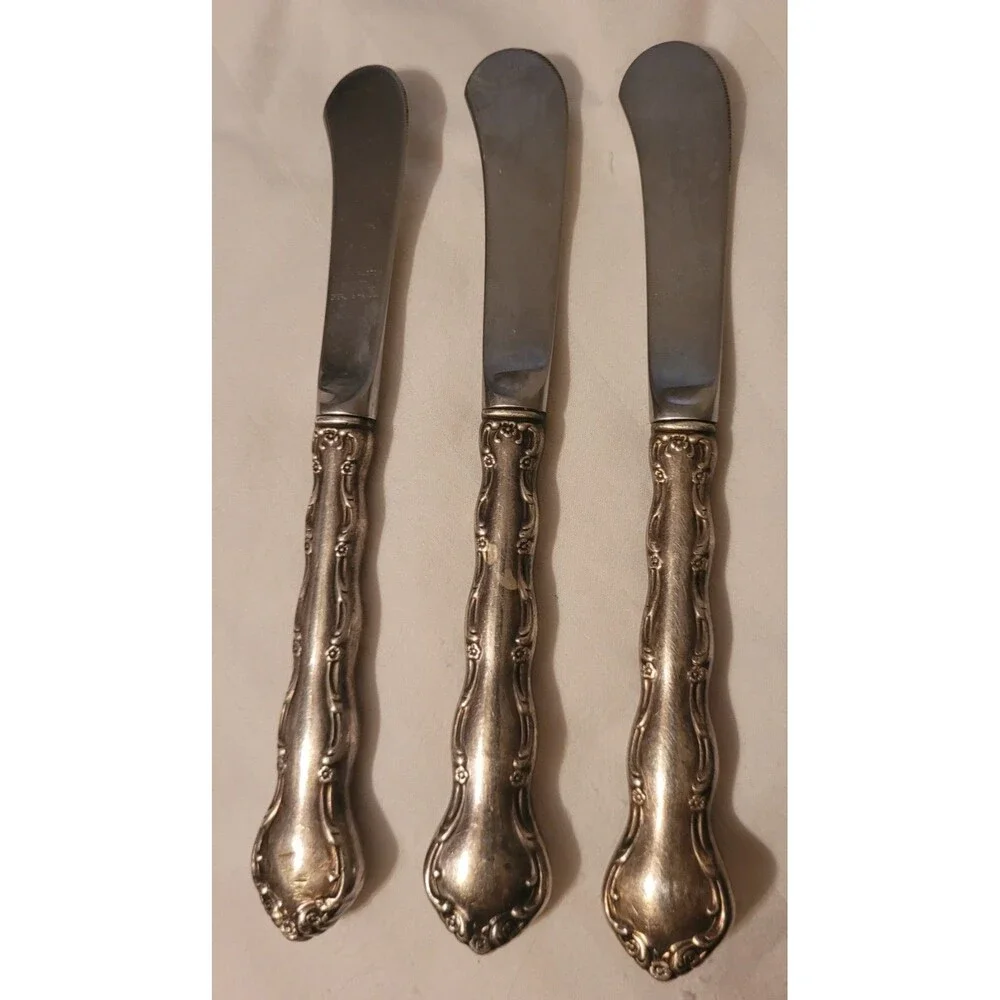 Lot Of 3 Reed & Barton Tara Paddle Blade Butter Spreaders Sterling Handles